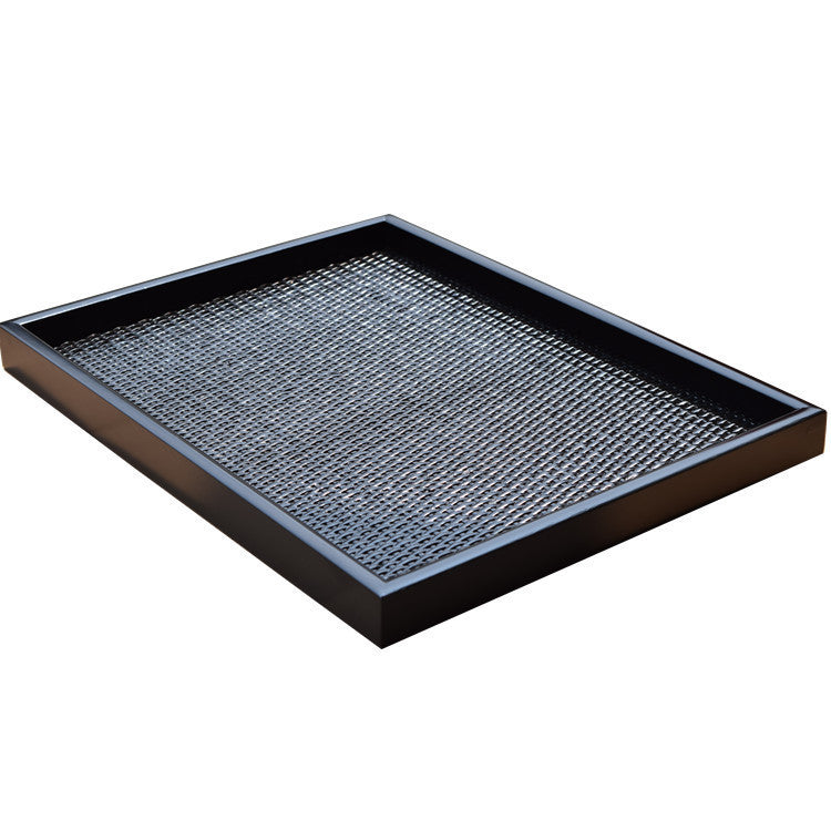 Medium tray styled with a candle and glass