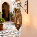 Lantern lit at dusk, scattered light pattern