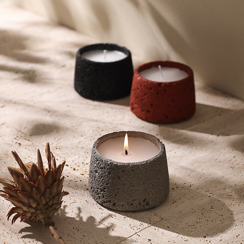 Concrete tealight holder in beige, unglazed cement