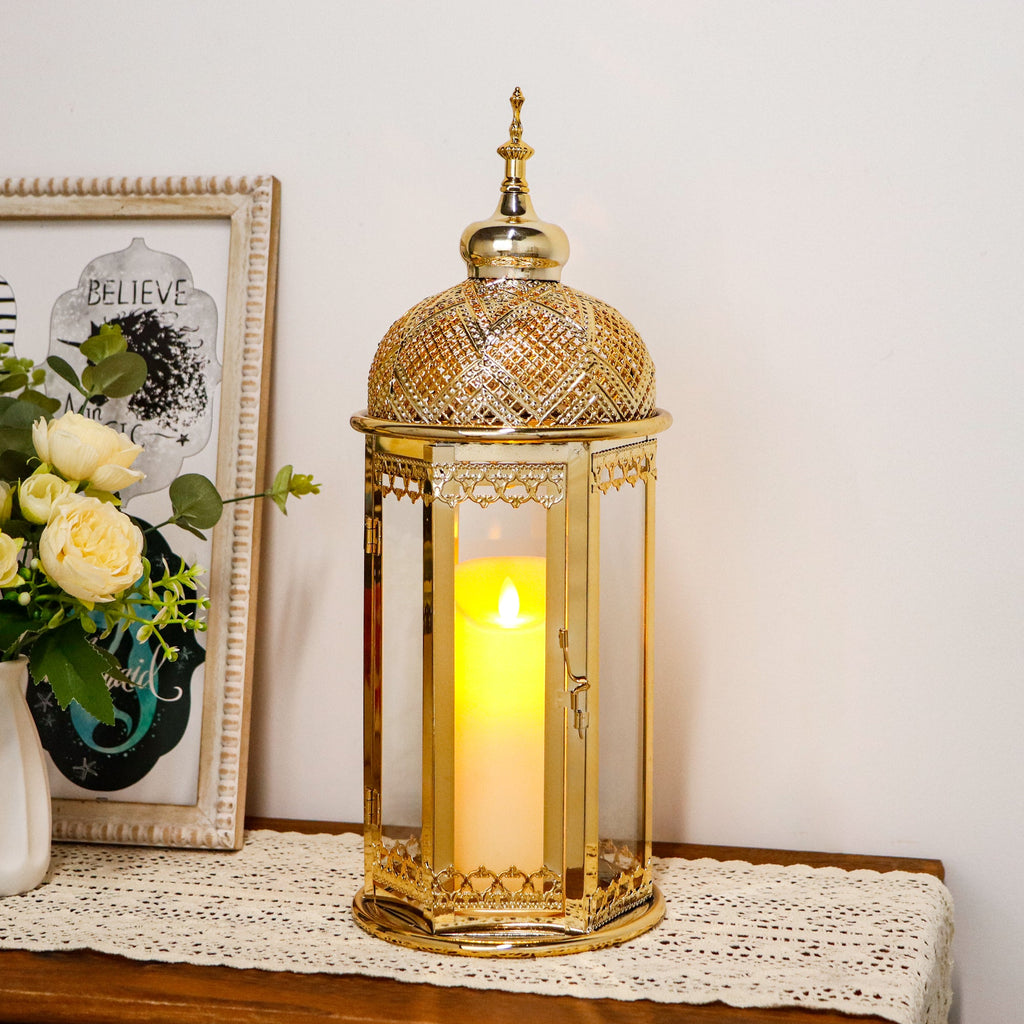Cluster of gold lanterns at dusk