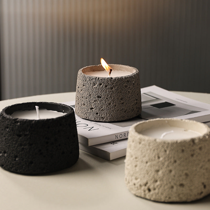 Black concrete tealight holder