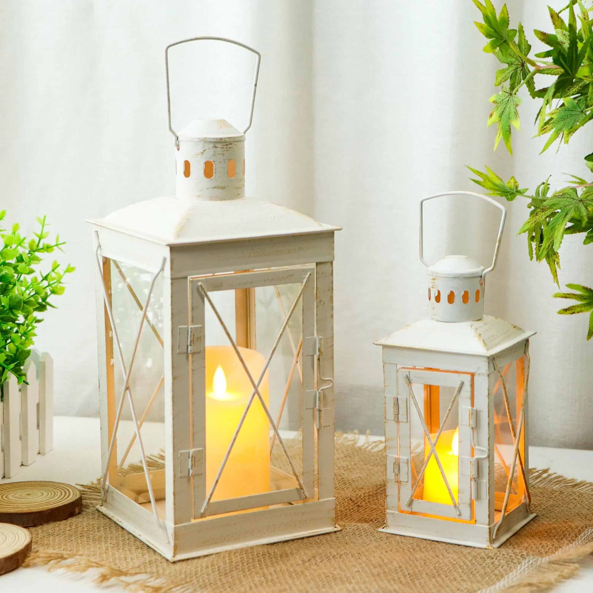 Lantern hung from a hook outdoors